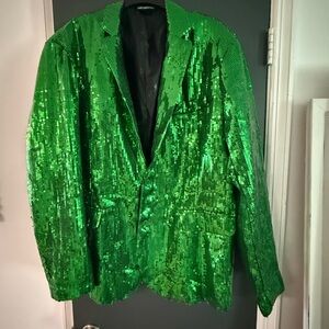 men’s Green Sequin Blazer-xl